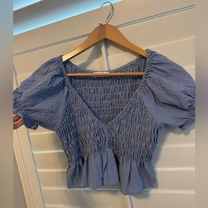 Vestique Blue Smocked Blouse